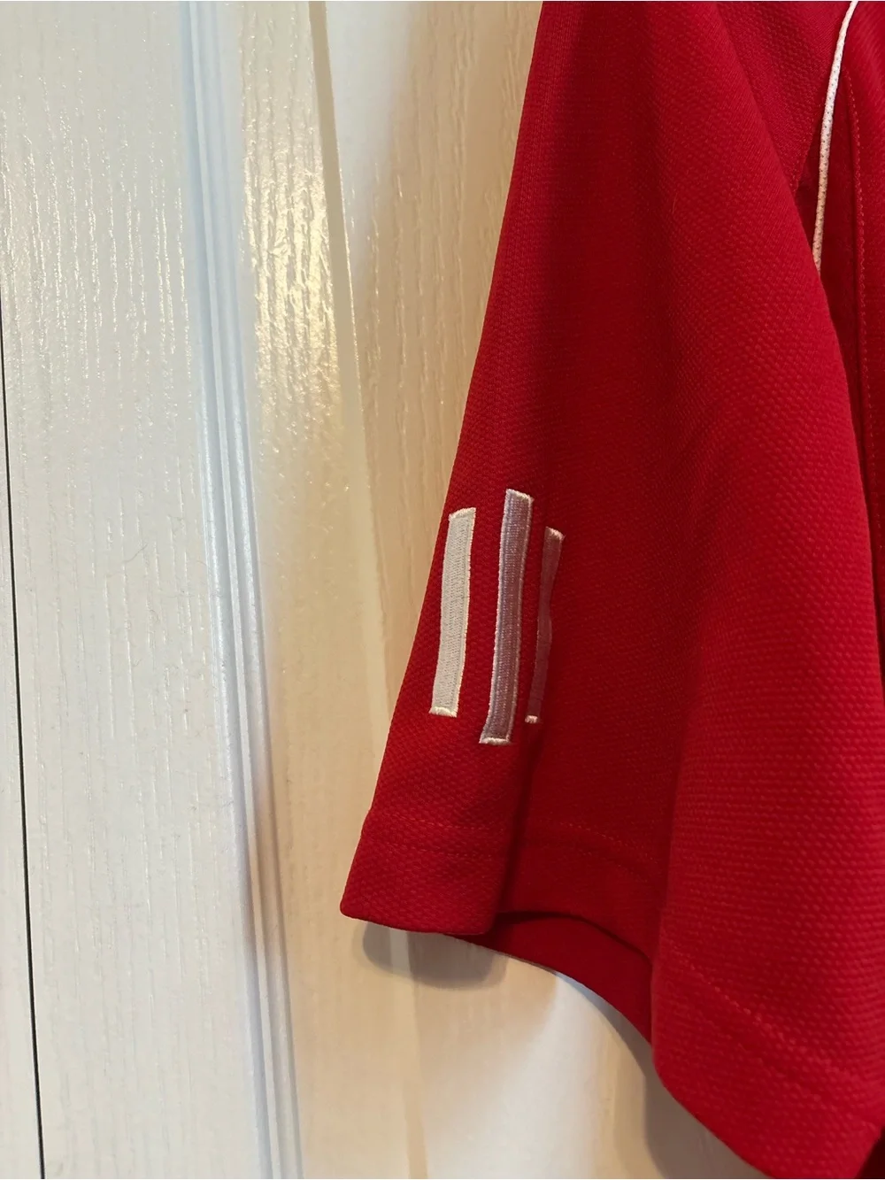 adidas Red Men's Polo with Cardinal Logo and White Accents